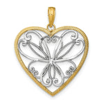 Load image into Gallery viewer, 14K Yellow Gold with White Rhodium with Filigree Heart Charm Pendant
