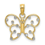 Load image into Gallery viewer, 14K Yellow Gold with White Rhodium-Plated Butterfly Charm Pendant
