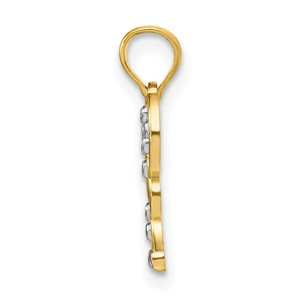 14K Yellow Gold with White Rhodium-Plated Butterfly Charm Pendant