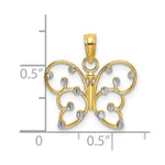Load image into Gallery viewer, 14K Yellow Gold with White Rhodium-Plated Butterfly Charm Pendant
