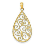 Load image into Gallery viewer, 14K Yellow Gold with White Rhodium Beaded Filigree with Diamond-cut Teardrop Charm Pendant
