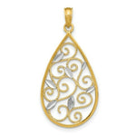 Load image into Gallery viewer, 14K Yellow Gold with White Rhodium Beaded Filigree with Diamond-cut Teardrop Charm Pendant
