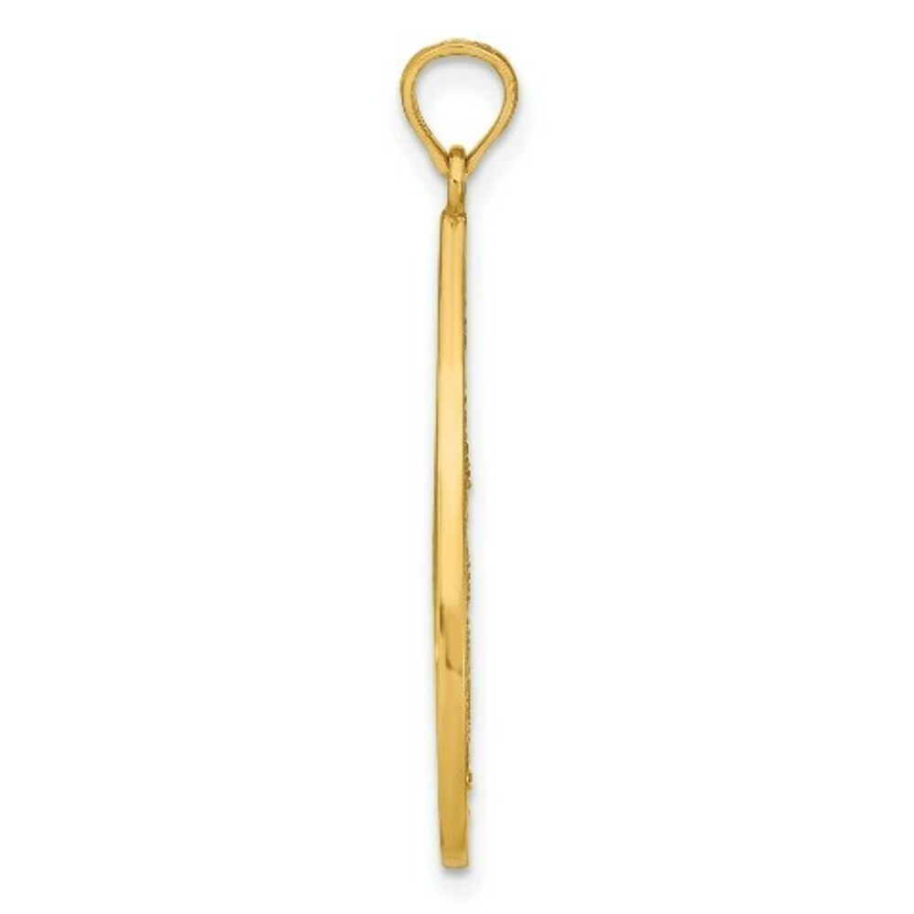 14K Yellow Gold with White Rhodium Beaded Filigree with Diamond-cut Teardrop Charm Pendant