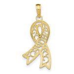 Load image into Gallery viewer, 14k Yellow Gold and White Rhodium Filigree Ribbon Hope Charm Pendant
