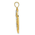 Load image into Gallery viewer, 14K Yellow Gold with White Rhodium Flowers In Heart Frame Charm Pendant
