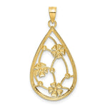 Load image into Gallery viewer, 14K Yellow Gold with White Rhodium Flowers In Teardrop Frame Charm Pendant
