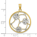 Load image into Gallery viewer, 14K Yellow Gold with White Rhodium Flowers In Beaded Round Frame Charm Pendant
