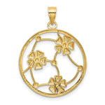 Load image into Gallery viewer, 14K Yellow Gold with White Rhodium Flowers In Beaded Round Frame Charm Pendant
