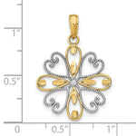 Load image into Gallery viewer, 14K Yellow Gold with White Rhodium Beaded Heart Petals In Heart Charm Pendant
