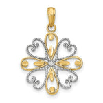Load image into Gallery viewer, 14K Yellow Gold with White Rhodium Beaded Heart Petals In Heart Charm Pendant
