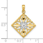 Load image into Gallery viewer, 14K Yellow Gold with White Rhodium Flower with Cross Fashion Marquise Charm Pendant
