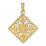 Load image into Gallery viewer, 14K Yellow Gold with White Rhodium Flower with Cross Fashion Marquise Charm Pendant
