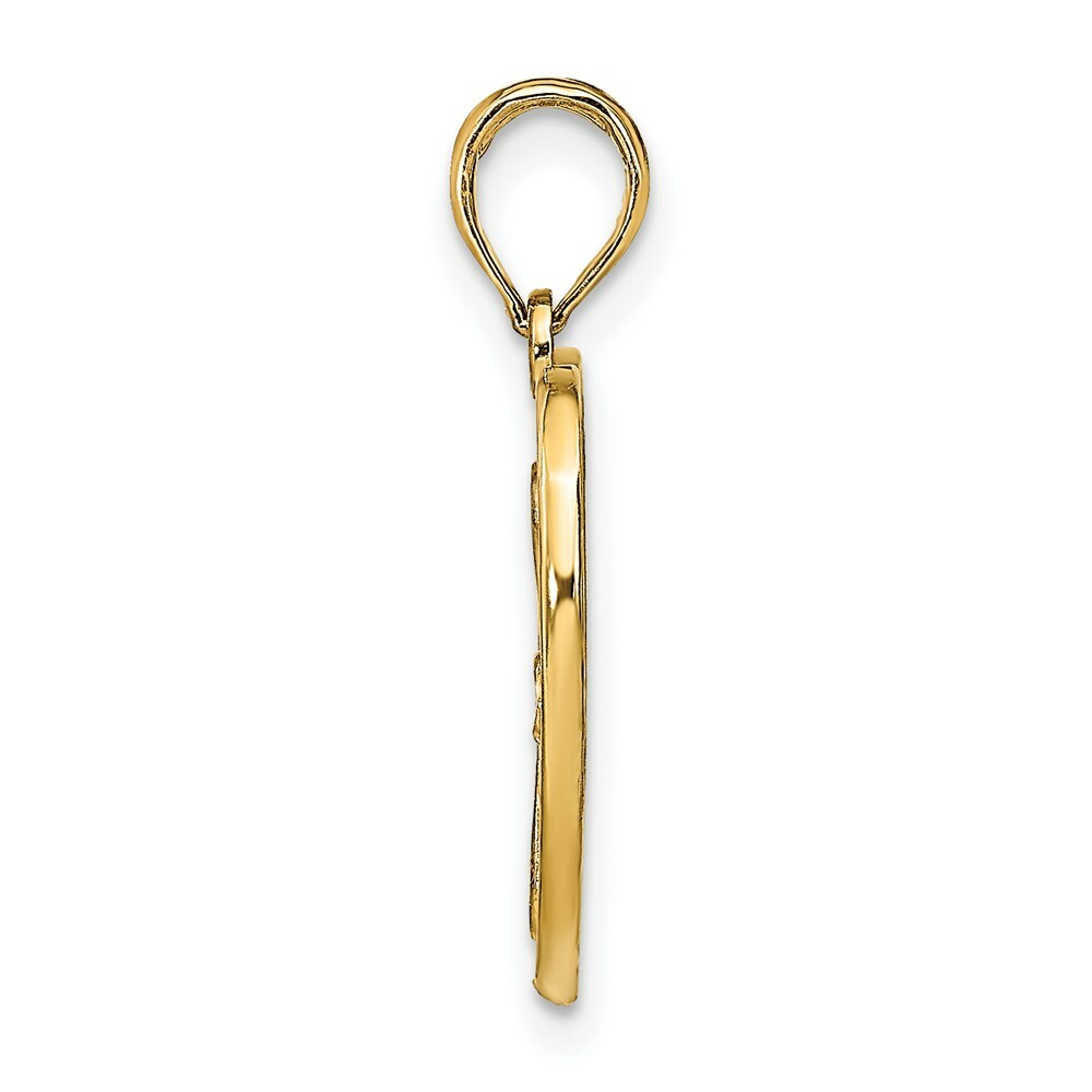 14K Yellow Gold with White Rhodium Beaded Filigree Fashion Heart Charm Pendant