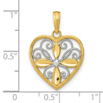 Load image into Gallery viewer, 14K Yellow Gold with White Rhodium Beaded Filigree Fashion Heart Charm Pendant
