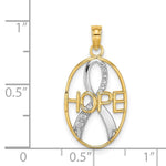 Load image into Gallery viewer, 14k Yellow Gold and White Rhodium Textured HOPE With Ribbon Charm Pendant
