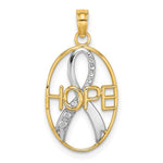 Load image into Gallery viewer, 14k Yellow Gold and White Rhodium Textured HOPE With Ribbon Charm Pendant
