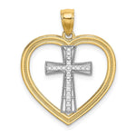Load image into Gallery viewer, 14K Yellow Gold HEART With WHITE Cross IN CENTER Charm Pendant
