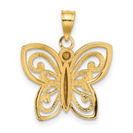 Load image into Gallery viewer, 14K Yellow Gold with White Rhodium-Plated Diamond-cut Butterfly Charm Pendant
