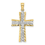 Load image into Gallery viewer, 14K Yellow Gold with White Rhodium with Diamond-cut Flower Design Cross Charm Pendant
