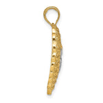 Load image into Gallery viewer, 14K Yellow Gold with White Rhodium Flower with Beaded Heart Charm Pendant
