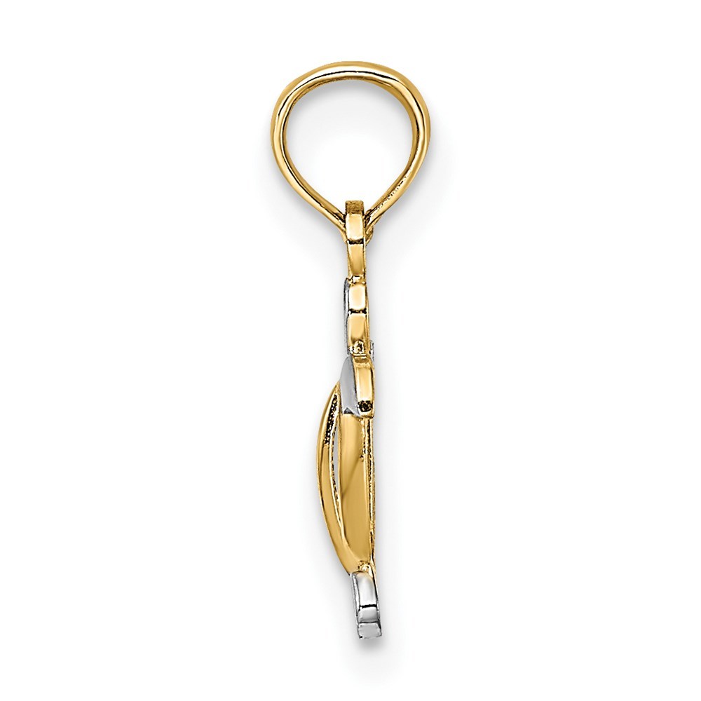 14K Two-tone Gold SEA TURTLE Charm Pendant