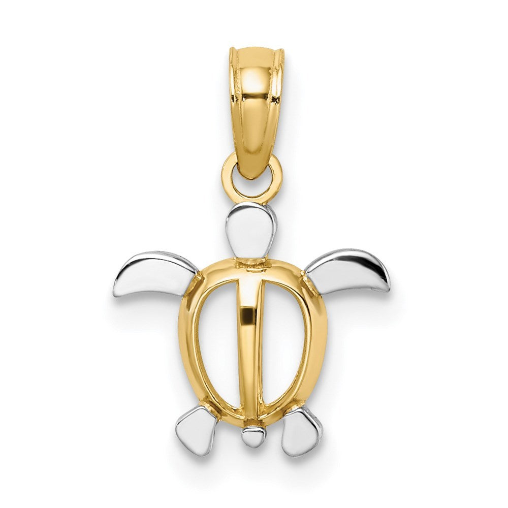14K Two-tone Gold SEA TURTLE Charm Pendant