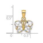 Load image into Gallery viewer, 14K Yellow Gold with White Rhodium-Plated Diamond-cut Butterfly Charm Pendant
