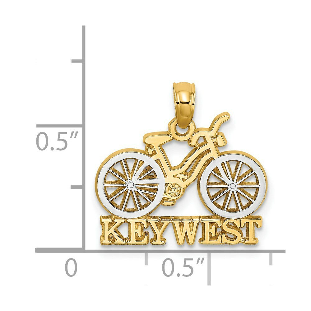 Key West Under Bicycle With White Tires in 14K Yellow Gold and White Rhodium