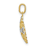 Load image into Gallery viewer, 14K Yellow Gold with White Rhodium Center Flower with Heart Charm Pendant
