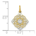 Load image into Gallery viewer, 14K Yellow Gold with White Rhodium with Diamond-cut Filigree Medallion Charm Pendant
