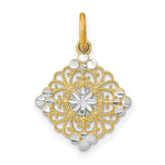 Load image into Gallery viewer, 14K Yellow Gold with White Rhodium with Diamond-cut Filigree Medallion Charm Pendant
