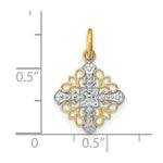 Load image into Gallery viewer, 14K Yellow Gold with White Rhodium with Diamond-cut Filigree Medallion Charm Pendant

