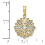 Load image into Gallery viewer, 14K Yellow Gold with White Rhodium with Diamond-cut Filigree Flower Charm Pendant
