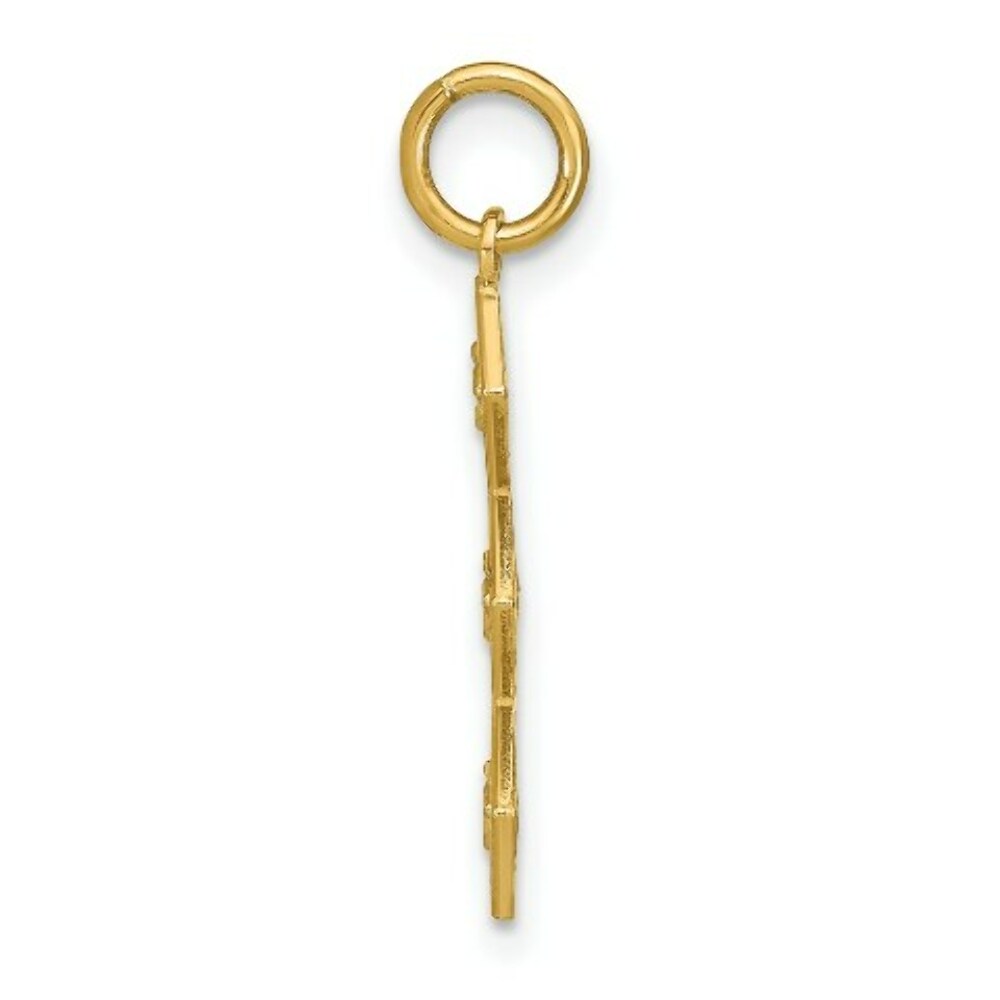 14K Yellow Gold with White Rhodium with Diamond-cut 3 Diamond Shapes Charm Pendant