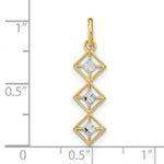 Load image into Gallery viewer, 14K Yellow Gold with White Rhodium with Diamond-cut 3 Diamond Shapes Charm Pendant
