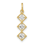 Load image into Gallery viewer, 14K Yellow Gold with White Rhodium with Diamond-cut 3 Diamond Shapes Charm Pendant
