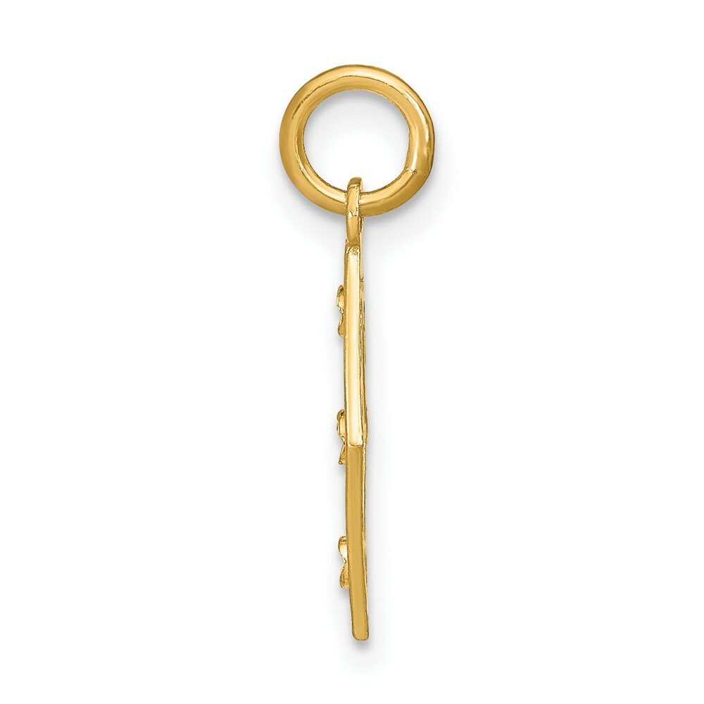 14K Yellow Gold with White Rhodium with Diamond-cut 3 Diamond Shapes Charm Pendant
