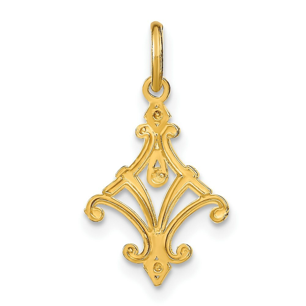 14K Yellow Gold with White Rhodium with Diamond-cut Chandelier Style Charm Pendant