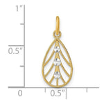 Load image into Gallery viewer, 14K Yellow Gold with White Rhodium with Diamond-cut Small Teardrop Charm Pendant

