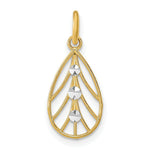 Load image into Gallery viewer, 14K Yellow Gold with White Rhodium with Diamond-cut Small Teardrop Charm Pendant
