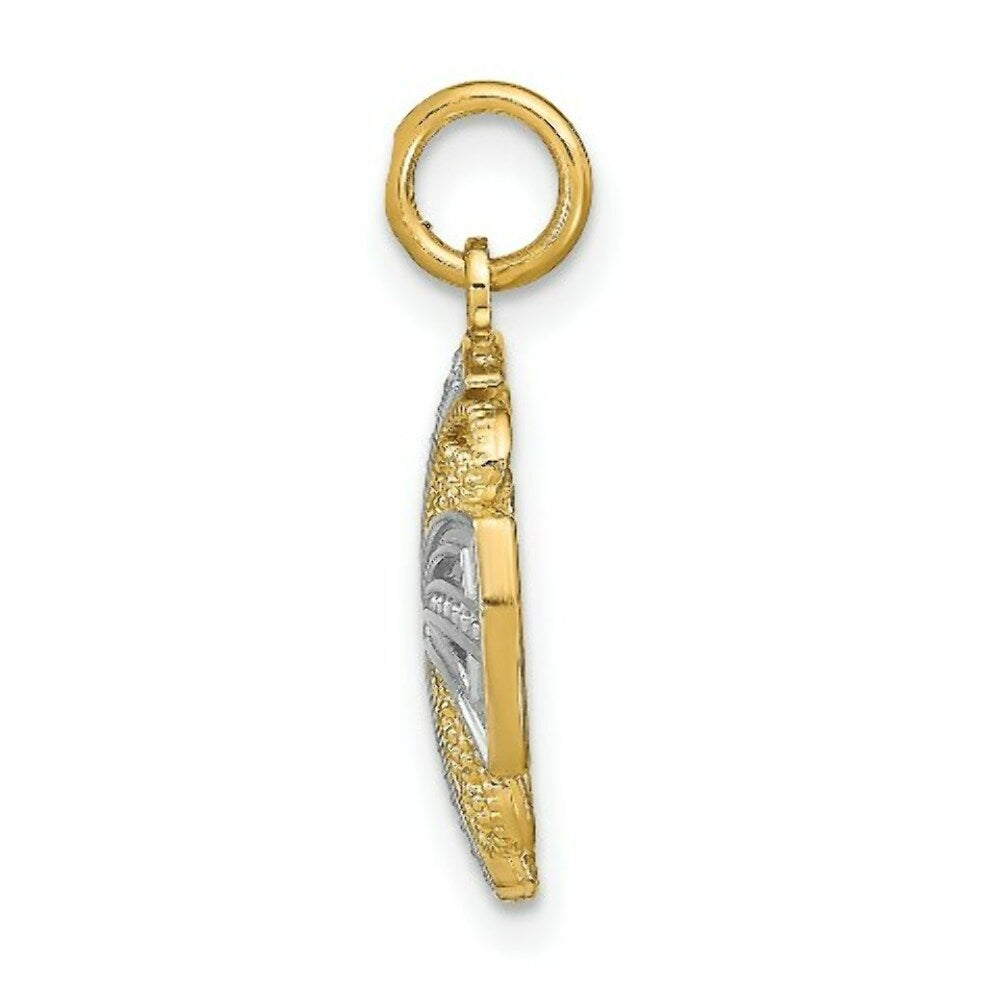 14K Yellow Gold with White Rhodium Pinwheel Medallion Charm Pendant