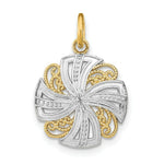 Load image into Gallery viewer, 14K Yellow Gold with White Rhodium Pinwheel Medallion Charm Pendant
