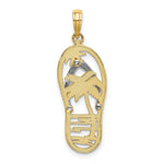 Load image into Gallery viewer, 14K Yellow Gold with White Rhodium Palm Tree Flip-Flop Charm Pendant

