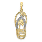 Load image into Gallery viewer, 14K Yellow Gold with White Rhodium Palm Tree Flip-Flop Charm Pendant
