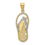 Load image into Gallery viewer, 14K Yellow Gold with White Rhodium Dolphin In Flip Flop Charm Pendant
