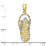 Load image into Gallery viewer, 14K Yellow Gold with White Rhodium Flowers In Flip Flop Charm Pendant
