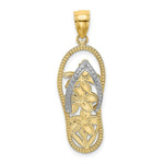 Load image into Gallery viewer, 14K Yellow Gold with White Rhodium Flowers In Flip Flop Charm Pendant

