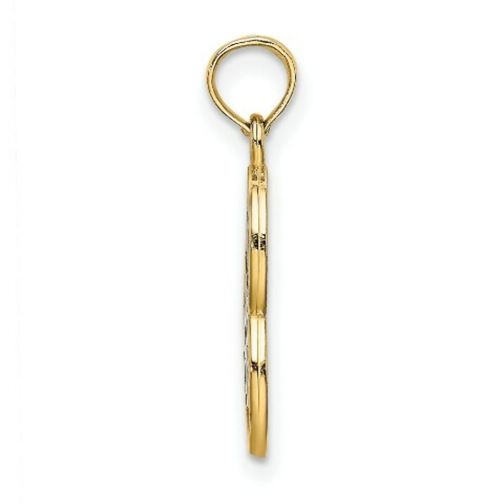 14K Yellow Gold with White Rhodium-Plated Live Love Laugh In Heart Charm Pendant
