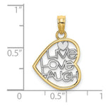 Load image into Gallery viewer, 14K Yellow Gold with White Rhodium-Plated Live Love Laugh In Heart Charm Pendant
