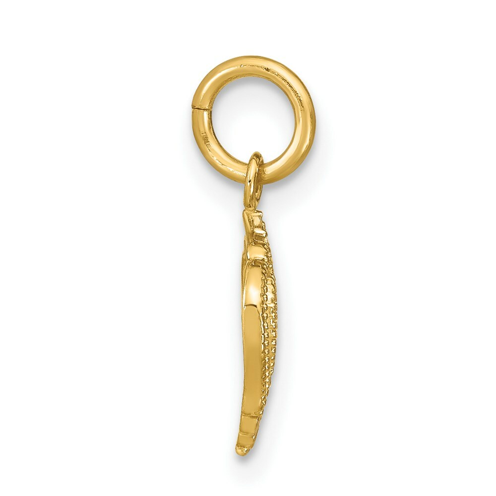 14K Yellow Gold with White Rhodium Mini Heart Charm Pendant